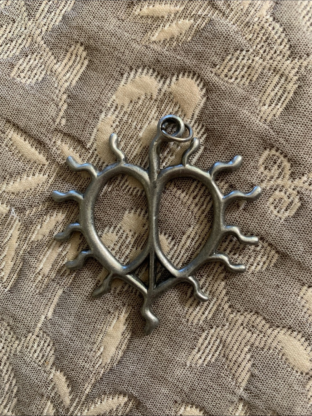 Sunburst Heart Pendant Necklace - Silver Tone